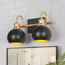 Burdock 2-Light Black and Gold Vanity Light