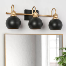 Burdock 3-Light Black and Gold Vanity Light