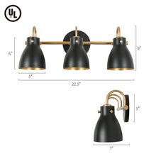 Pleiadetanican 3-Light Black and Gold Vanity Light