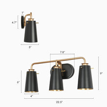 Santarbara 3-Light Black and Gold Vanity Light