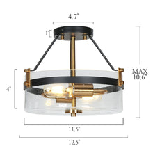 Iianmin 2-Light Mini Black Semi-Flush-Mount Light