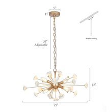 Arianiser 4-Light 25¡° Modern Art Gold Chandelier, Ceramic Flowers