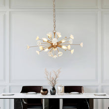 Arianiser 4-Light 25¡° Modern Art Gold Chandelier, Ceramic Flowers