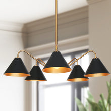 Wadulatiflia 5-Light 27" Modern Black Chandelier, Radial