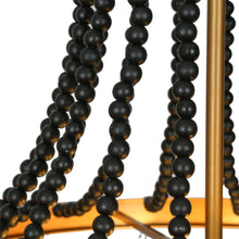 Mushrooms 4-Light 18" Coastal Brushed Black Chandelier, Wood Beads