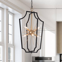 Vicuna 6-Light 14.5" Modern Black Chandelier, Hollow Frame Lantern