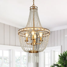 Chasoling 4-Light 16" Coastal Gold Chandelier, Crystal Beads