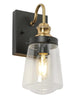 Curoenon 1-Light Black and Gold Vanity Light