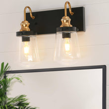 Curoenon 2-Light Black and Brass Vanity Light