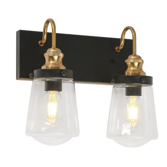 Curoenon 2-Light Black and Brass Vanity Light