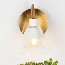 Jay 1-Light White and Gold Wall Sconce