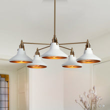 Tencanonia 5-Light 33" Modern White and Gold Chandelier