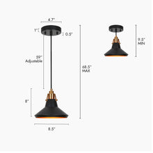 Tencanonia 1-Light Mini Black Modern Pendant Light Fixtures