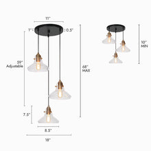 Plrhsbtic 3-Light 18" Modern Glass Black Chandelier, Cluster