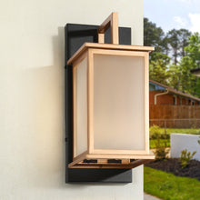 Roigomok 13"H 1-Light Black and Gold Outdoor Wall Light (Frosted Glass)