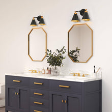 Tourmaline 2-Light Black and Brass Vanity Light