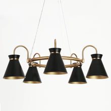 Noah 5-Light 29" Modern Black Cone Chandelier, Wagon Wheel