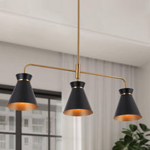 Noah 3-Light 28-in Black&Gold Modern Linear Kitchen Island Light