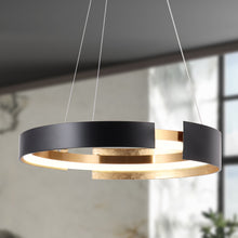 Welntscpia 1-Light 20.5" Modern Black LED Chandelier, Wagon Wheel