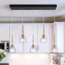 Blobfish 5-Light 32.5-in Black&Brass Kitchen Island Light