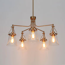 Auisre 5-Light 25" Modern Brass Chandelier, Glass Cone