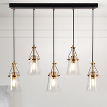 Auisre 5-Light 33.5-in Black&Brass Modern Cluster Kitchen Island Light