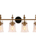 Auisre 4-Light Black and Brass Vanity Light