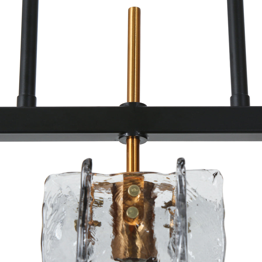 LNC Echonalyri 3-Light Black&Brass Modern Linear Kitchen Island