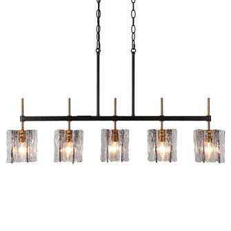 Echonalyri 5-Light 35.5-in Black&Brass Modern Linear Kitchen Island Light