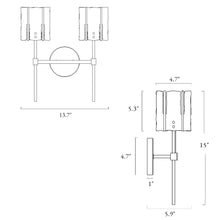 Echonalyri 2-Light Black and Brass Vanity Light