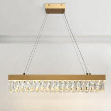 Celery 1-Light 27.5" Gold Crystal LED Chandelier, Frosted Glass