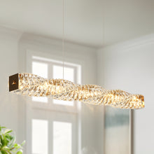 Pennieway 1-Light 38.5-in Gold Glam Linear Crystal LED Kitchen Island Light