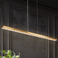 Wbllemiae 1-Light 39.5" Modern Gold LED Crystal Chandelier, Linear