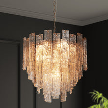 Engaveric 8-Light 20.5" Modern Brass Chandelier, Textured Glass