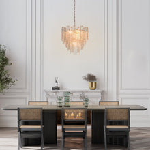 Engaveric 8-Light 20.5" Modern Brass Chandelier, Textured Glass