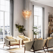 Engaveric 8-Light 20.5" Modern Brass Chandelier, Textured Glass