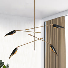 Toltehcwe 4-Light 48" Modern Black and Brass Chandelier, Sputnik