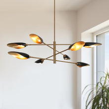 Toltehcwe 8-Light 48" Modern Black and Brass Chandelier, Sputnik