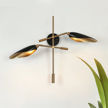 Toltehcwe 2-Light Modern Black &Gold Armed Wall Sconce Light