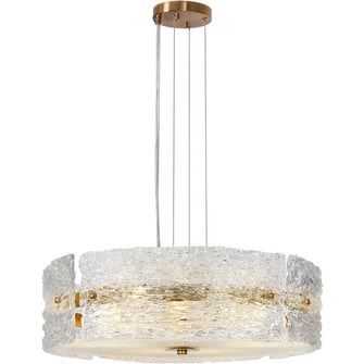 Froebon 4-Light 18" Modern Gold Chandelier, Drum, Textured Glass