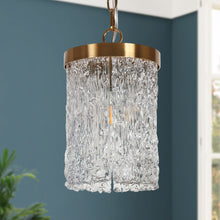 Froebon 1-Light 7" Brass Modern Textured Glass Pendant Light Fixtures