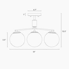 Wamitallis 3-Light Small Black Semi-Flush-Mount Light