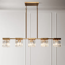 Labradorite 5-Light 40-in Brass  Modern Linear Crystal Kitchen Island Light with Textured Glass