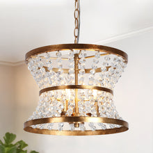 Bulbiferum 3-Light 14" Modern Brass Crystal Chandelier, Drum