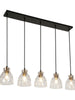 Letophafos 5-Light 40-in Black&Gold Modern Cluster Kitchen Island Light with Textured Glass