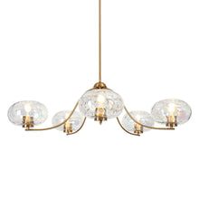 Chrysaorican 5-Light 41.5" Gold Chandelier, Iridescent Glass Globe