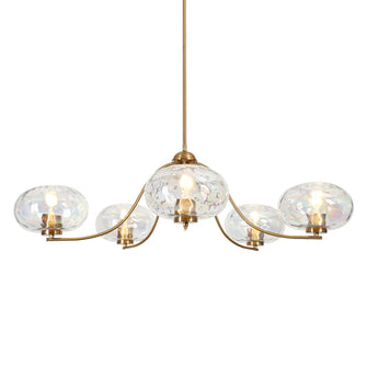 Chrysaorican 5-Light 41.5" Gold Chandelier, Iridescent Glass Globe