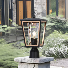 15.7"H 1-Light Black and Gold Outdoor Post Light