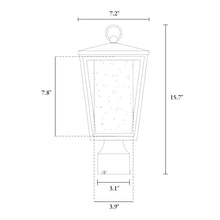 15.7"H 1-Light Black and Gold Outdoor Post Light