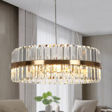 Evacampbell 6-Light 24" Modern Gold Crystal Chandelier, Drum